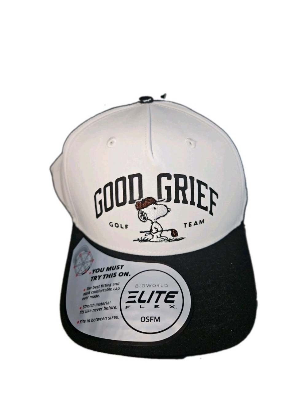 Peanuts Snoopy Good Grief Golf Team Bioworld Adjustable Snapback Hat NWT